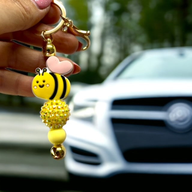 Bee Beaded Keychain