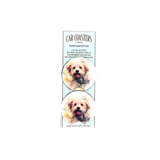 Car Cup Coaster Set of 2 Bichon Frize