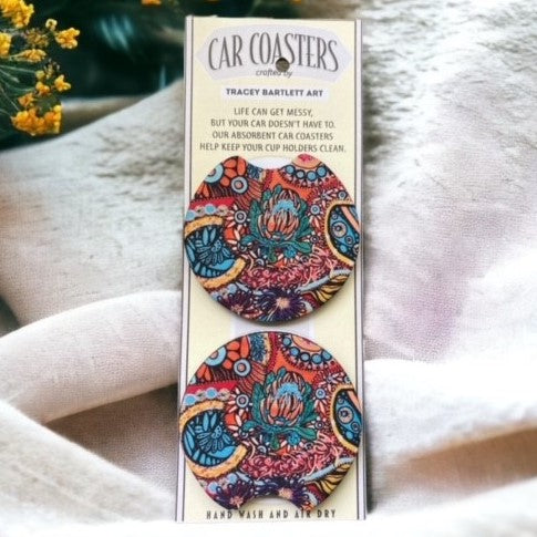 Car Cup Coaster Set of 2 Wildflower