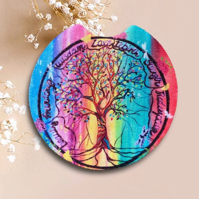 Car Cup Coaster Set of 2 Tree of Life