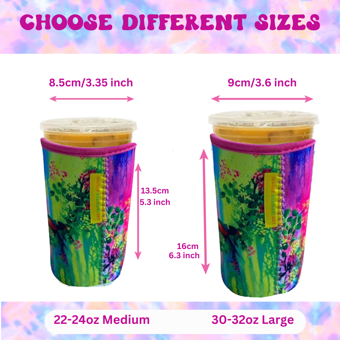 Iced Coffee Cover/Insulated Sleeves/Drink Cover Parrot Bird Artwork /Reusable for Drinks