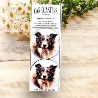 Car Cup Coasters Set of 2 Border Collie Dog